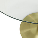 Ava Round Bistro Table with Clear Tempered Glass Top and Matte Brushed Gold Base