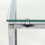 Sandor Square Side Table in Clear Glass with Chrome Base