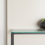 Sandor Console Table with Clear Tempered Glass Top and Black Frame