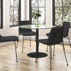 Ava Round Bistro Table with Clear Tempered Glass Top and Matte Black Base