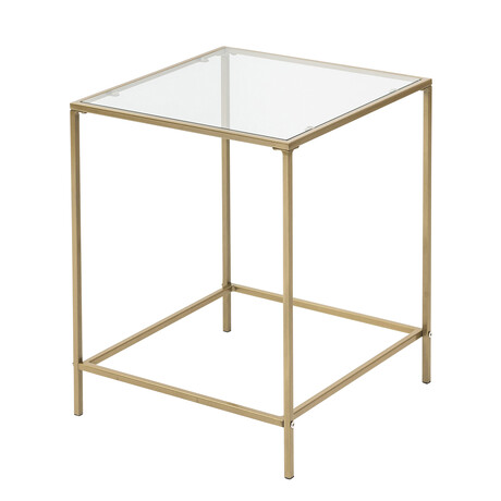 Arvi Side Table in Clear Glass with Brass Base