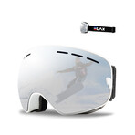 Men's Ski/Snowboard Goggles // White + Silver Color Shield