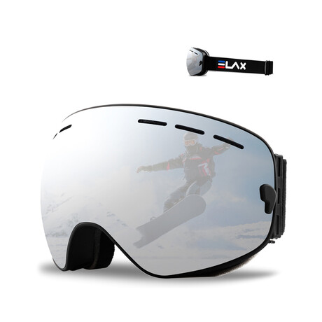 Men's Ski/Snowboard Goggles // Black + Silver Multi Color Shield