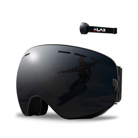 Men's Ski/Snowboard Goggles // Black + Black Multi Color Shield