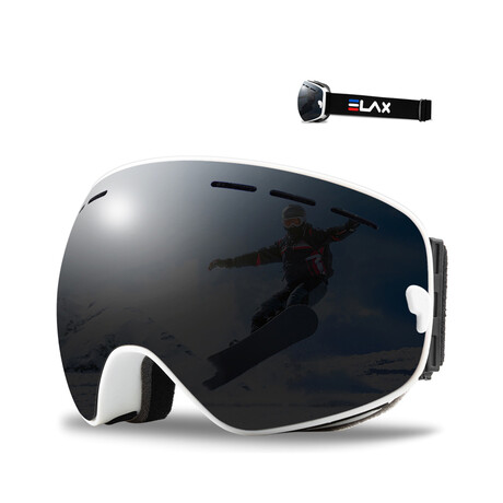 Men's Ski/Snowboard Goggles // White + Black Multi Color Shield