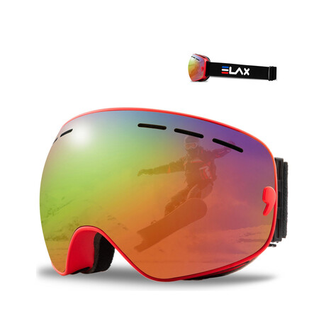 Men's Ski/Snowboard Goggles // Red + Green Multi Color Shield