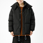 High Collar Puffer Jacket // Black (XS)
