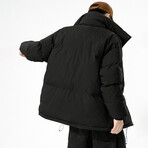 High Collar Puffer Jacket // Black (XS)