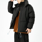 High Collar Puffer Jacket // Black (XS)