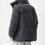 High Collar Puffer Jacket // Gray (M)
