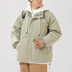 Hoodie + Puffer Jacket // Gray Green (XS)