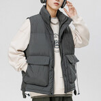 Front Pockets Puffer Vest // Gray (L)