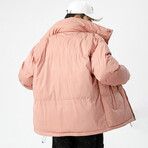 High Collar Puffer Jacket // Pink (M)