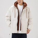 Hoodie + Puffer Jacket // Khaki (L)