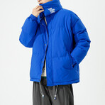 High Collar Puffer Jacket // Blue (2XL)