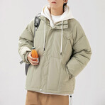 Hoodie + Puffer Jacket // Gray Green (XS)