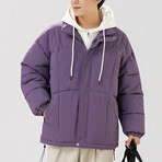 Hoodie + Puffer Jacket // Purple (M)