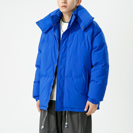 High Collar Puffer Jacket // Blue (XS)