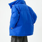 High Collar Puffer Jacket // Blue (2XL)