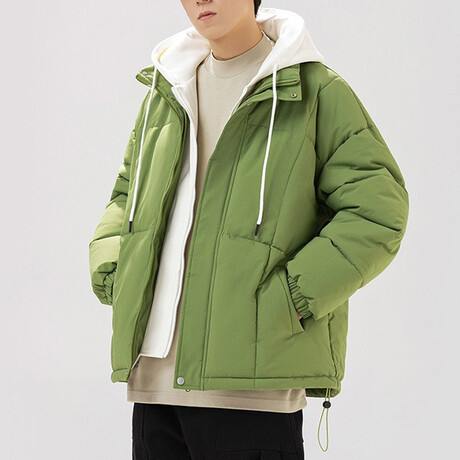 Hoodie + Puffer Jacket // Green (XS)