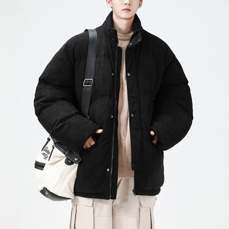 Corduroy Puffer Jacket // Black (XS)