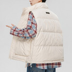 Front Pockets Puffer Vest // Ivory (XL)