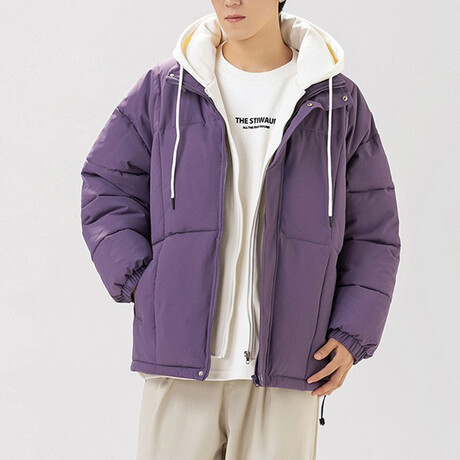 Hoodie + Puffer Jacket // Purple (XS)