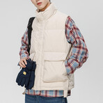 Front Pockets Puffer Vest // Ivory (XL)