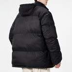Blocked Hooded Puffer Jacket // Black (3XL)