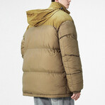 Blocked Hooded Puffer Jacket // Green (3XL)