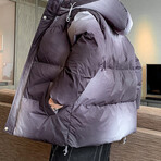 Ombre Circles Hooded Puffer Jacket // Black (M)