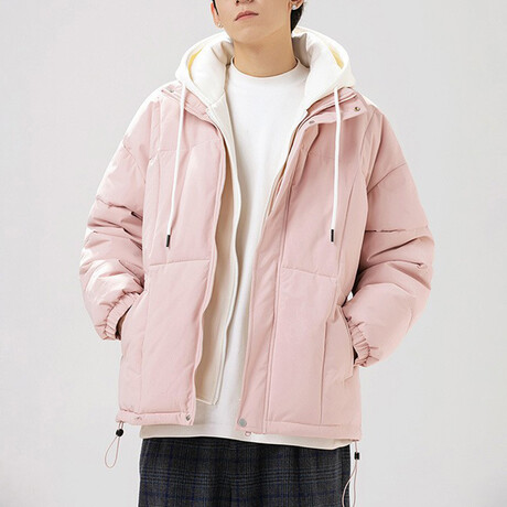 Hoodie + Puffer Jacket // Pink (XS)