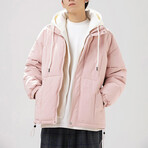 Hoodie + Puffer Jacket // Pink (2XL)