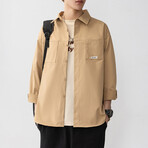 Button Up Front Pockets Shirt // Khaki (S)