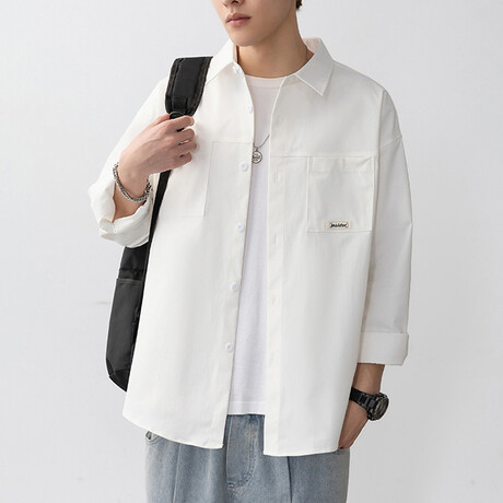 Button Up Front Pockets Shirt // White (XS)