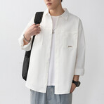 Button Up Front Pockets Shirt // White (M)