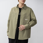 Button Up Front Pockets Shirt // Dark Green (L)