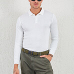 Long Sleeve Polo Shirt // White (L)