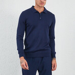 Long Sleeve Polo Shirt // Navy Blue (M)