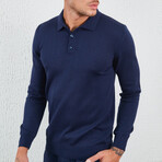 Long Sleeve Polo Shirt // Navy Blue (M)