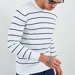 Striped Pullover // White & Blue Stripes (2XL)