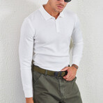 Long Sleeve Polo Shirt // White (L)