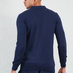 Long Sleeve Polo Shirt // Navy Blue (M)