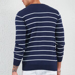 Striped Pullover // Navy Blue & White Stripes (L)