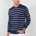Striped Pullover // Navy Blue & White Stripes (L)