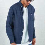 Long Sleeve Button Up // Navy Blue (L)