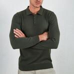 Long Sleeve Polo Shirt // Khaki (M)