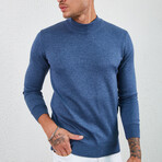 Mock Neck Pullover // Blue (L)