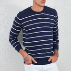 Striped Pullover // Navy Blue & White Stripes (L)