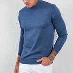Mock Neck Pullover // Blue (L)